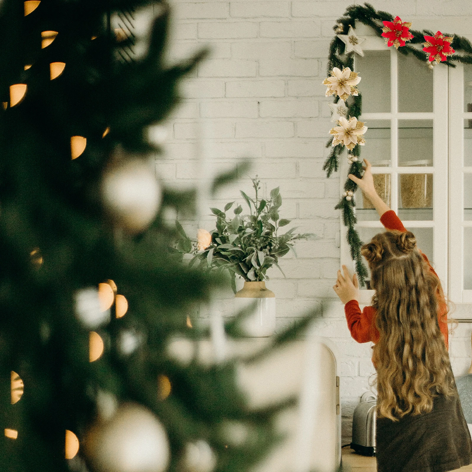 

24Pcs Christmas Wreath Accessories Premium Simulation Flowers Rich Colors Xmas Tree Ornaments Party Decor Wedding Banquet