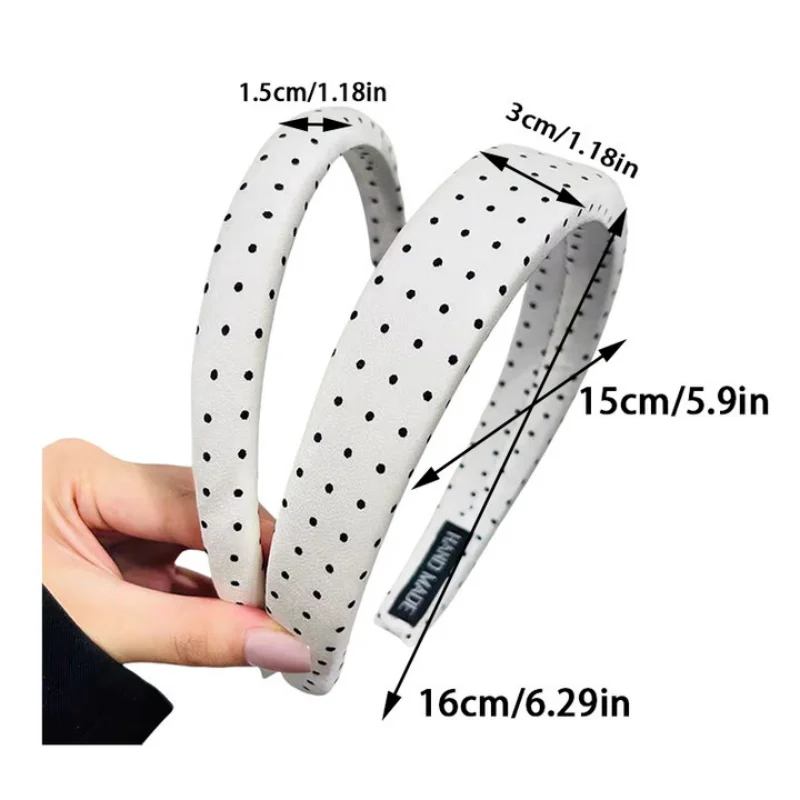 1/4 Stück ZYFHTT Schwarz-weiß gepunktetes Stirnband für Damen, breites Haarband, modisches Haarband zum Gesichtwaschen, Haarreifen, Haar-Accessoires – Detail 6
