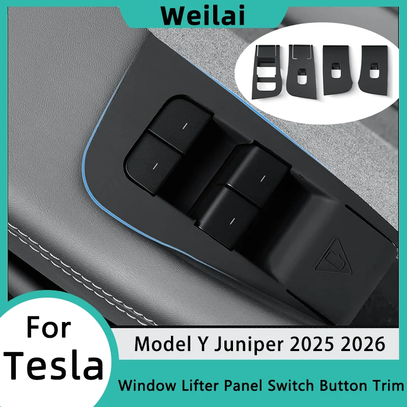 

Накладка на кнопку стеклоподъемника для Tesla Model Y Juniper 2025 2026 Performance, силиконовая накладка на рамку окна, аксессуар