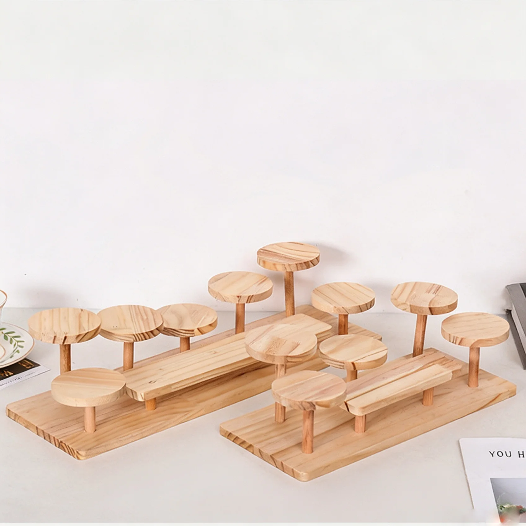 Wooden Plant Display Rack Multi Tier Desktop Shelf for Small Flower Pots Candles Collectibles Living Room Window Decor