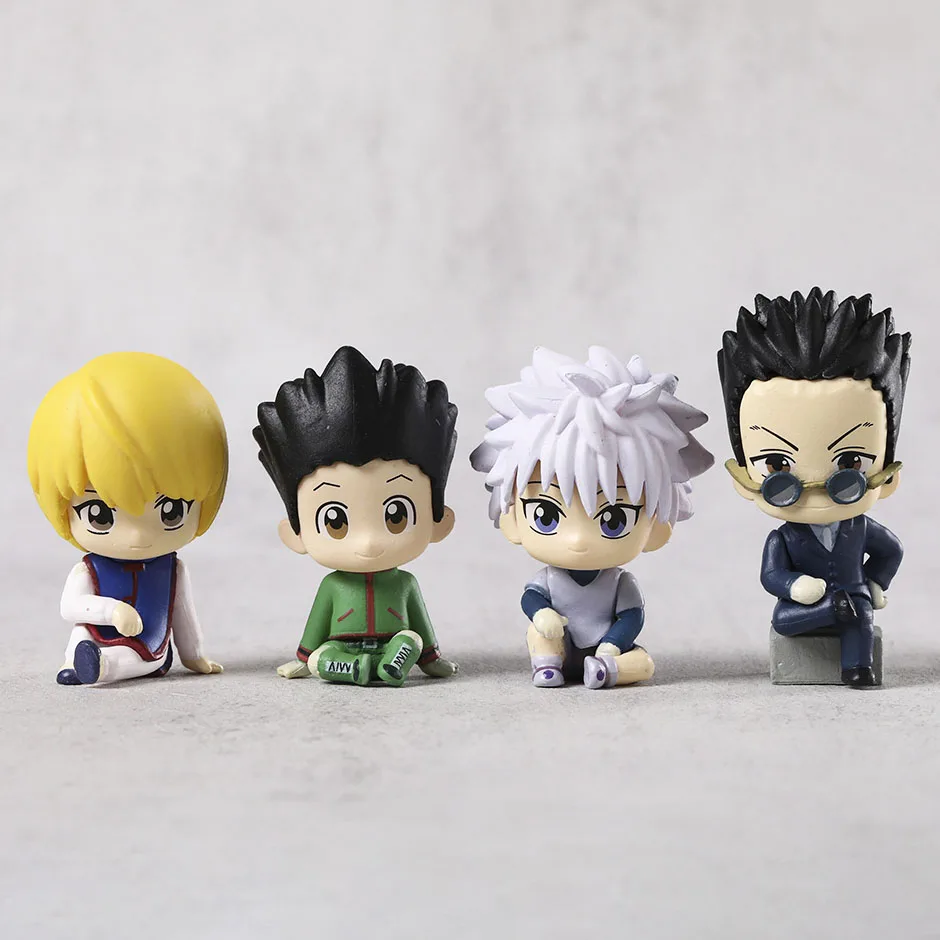 Set Leorio Gon Killua Kurapika Sitting Ver PVC Figurine Dolls Model Figure Toys Christmas Gift