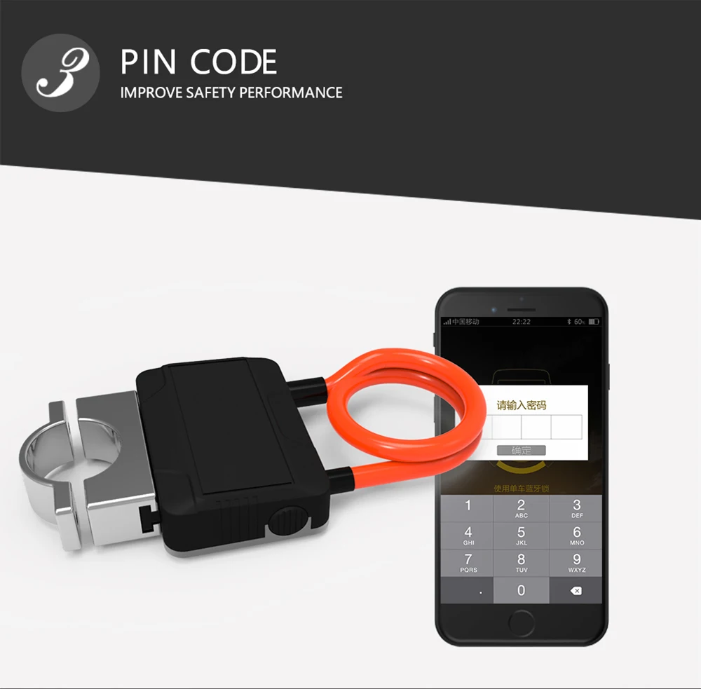 Pannello solare antifurto con batteria Smart Wireless Lock Bike Cable Chain Lock