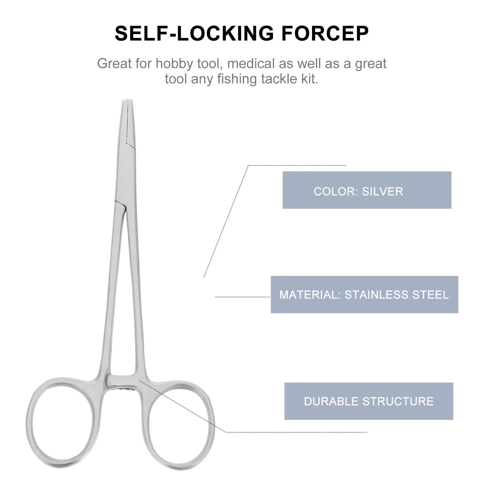 

Straight Forceps Self Locking Hemostatic Plier Multi Use Tool for Electronics Fishing Hobby Cupping