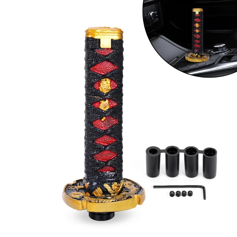 Accesorios de modificación automática, palo de onda de cabeza de manija de engranaje samurái, cabezal de engranaje manual, palanca de cambios, palanca de cambios universal