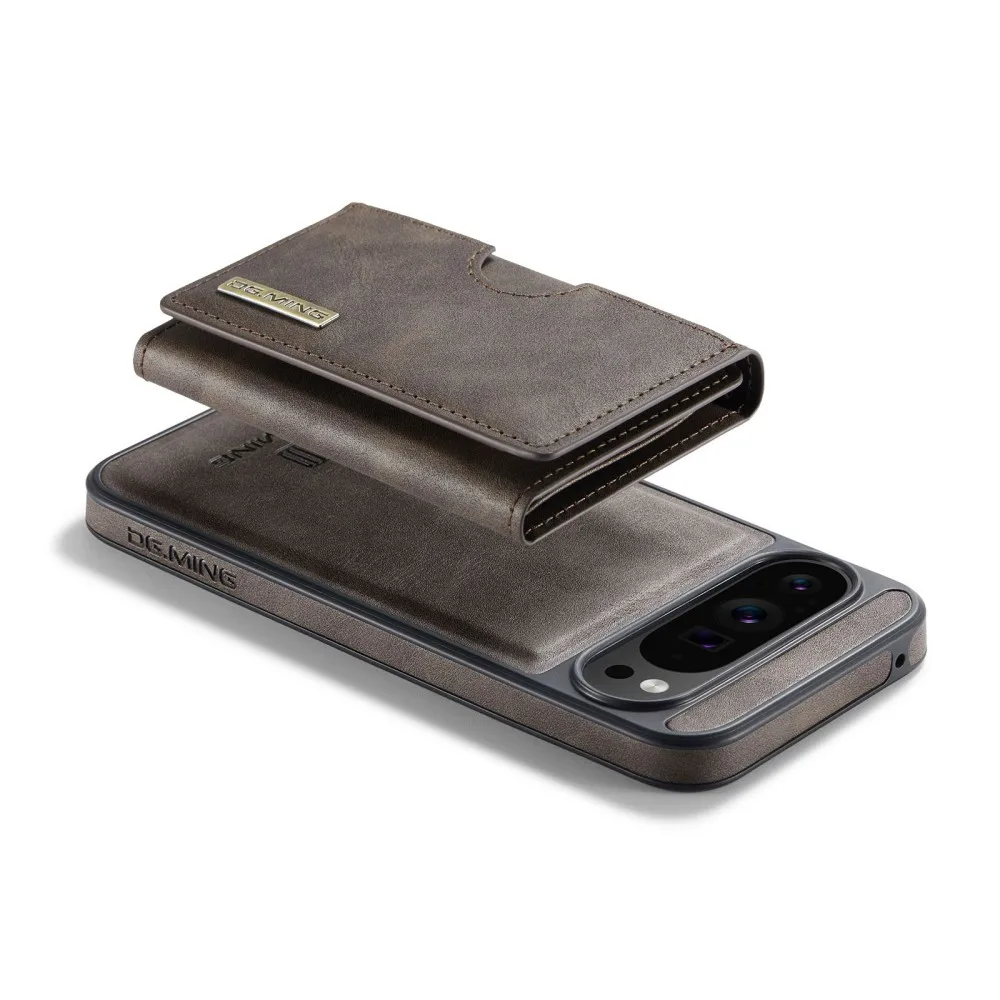 

DG.Ming Luxury Phone Case For Google Pixel 9 10 Pro XL Magnetic Wireless Charger Leather Split Type Wallet Card Back Cover