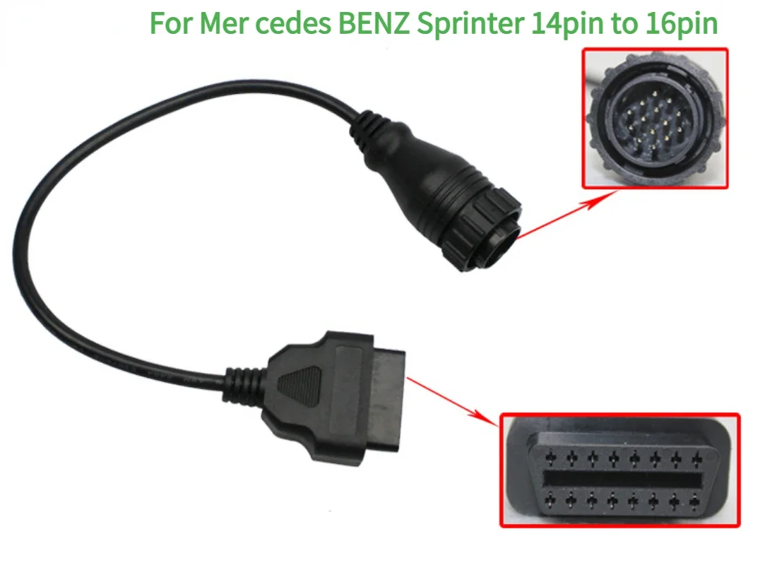 NEW High Quality for Mercedes FOR BENZ Sprinter 14pin To 16pin 14 Pin To Obd2 Obd Ii Obd 2 16 Pin Adapter OBD2 Connecting Line