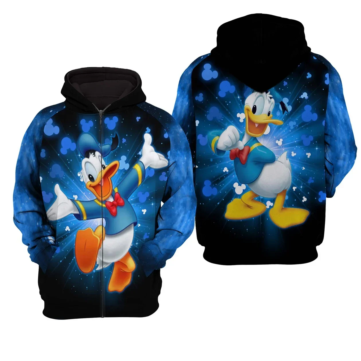 

2024 Disney Donald Duck 3D Men and Women Zipper Hoodie Fashion Casual 3D Hoodie Autumn and Winter Thickened Hoodie Donald