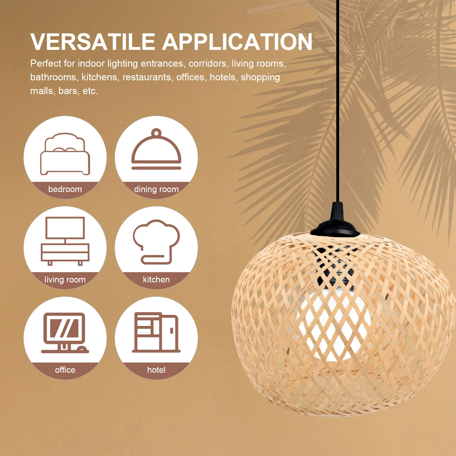 ريفي المنسوجة الخيزران غطاء مصباح ل قلادة ضوء تركيبات السقف غطاء جو دافئ ديكور المنزل قلادة غطاء مصباح #4