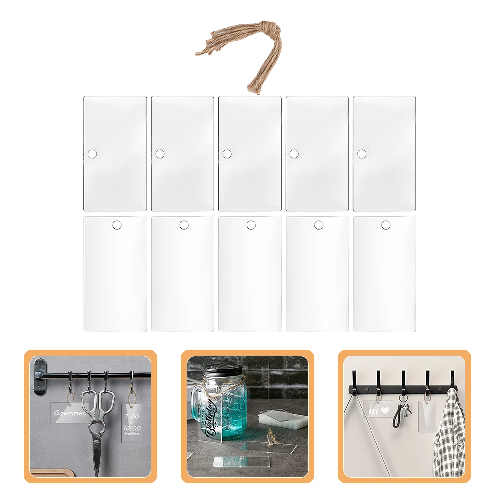 

10pcs Acrylic Labels Clear Transparent Blank Basket Tags for Storage Bins Containers Hanging Memo Boxes Plant Labels Reusable