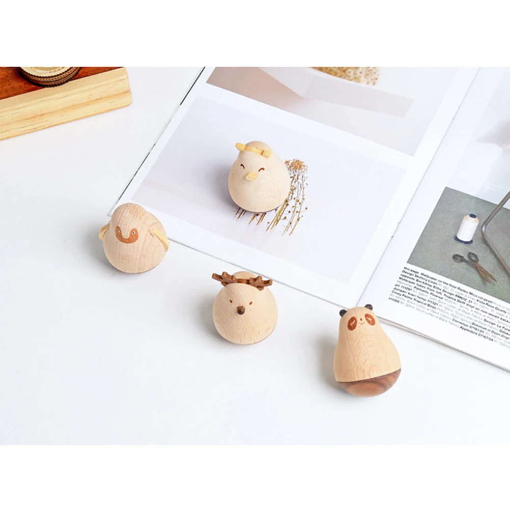 

Wooden Cartoon Animal Ornaments Tumbler Decoration Bamboo Gift