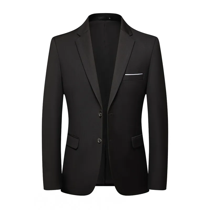 Single West Spring and Autumn New Business Fashion Suit Korean Version Slim Men\'s High-end Solid Color Trend Coat Polyester