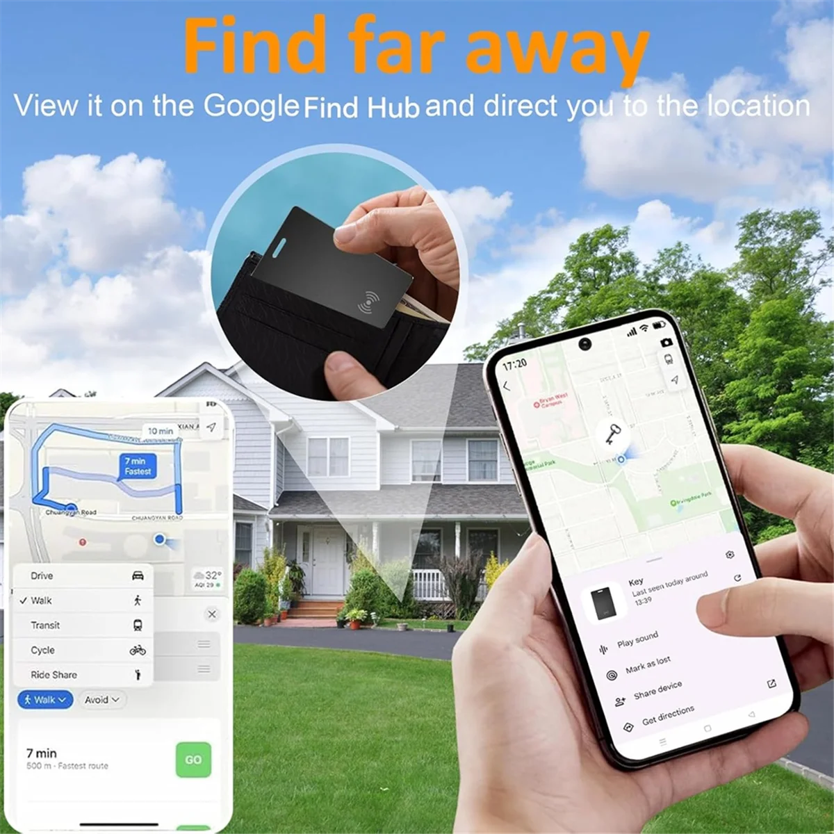 مكتشف محفظة 3C جديد لنظام Android، محدد موقع العناصر بلوتوث لاسلكي رفيع قابل لإعادة الشحن 1.8 مم، لتطبيق Find Hub، Android فقط #1