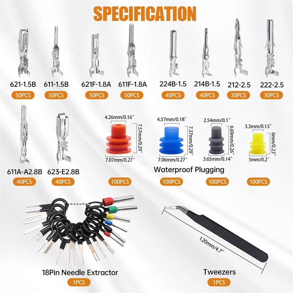 

Car Electrical Wire Terminal Pins Connector Kit,Male Female Auto Electric Connector Pins 1/1.5/1.8/2.2/2.8mm,Non-Insulated Plug
