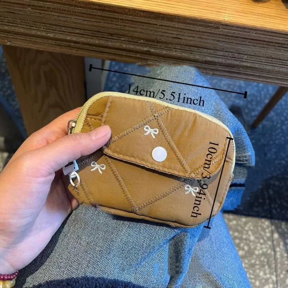 여성용 귀여운 코튼 동전 지갑 자수 활 미니 립스틱 가방, 지퍼 보관 가방