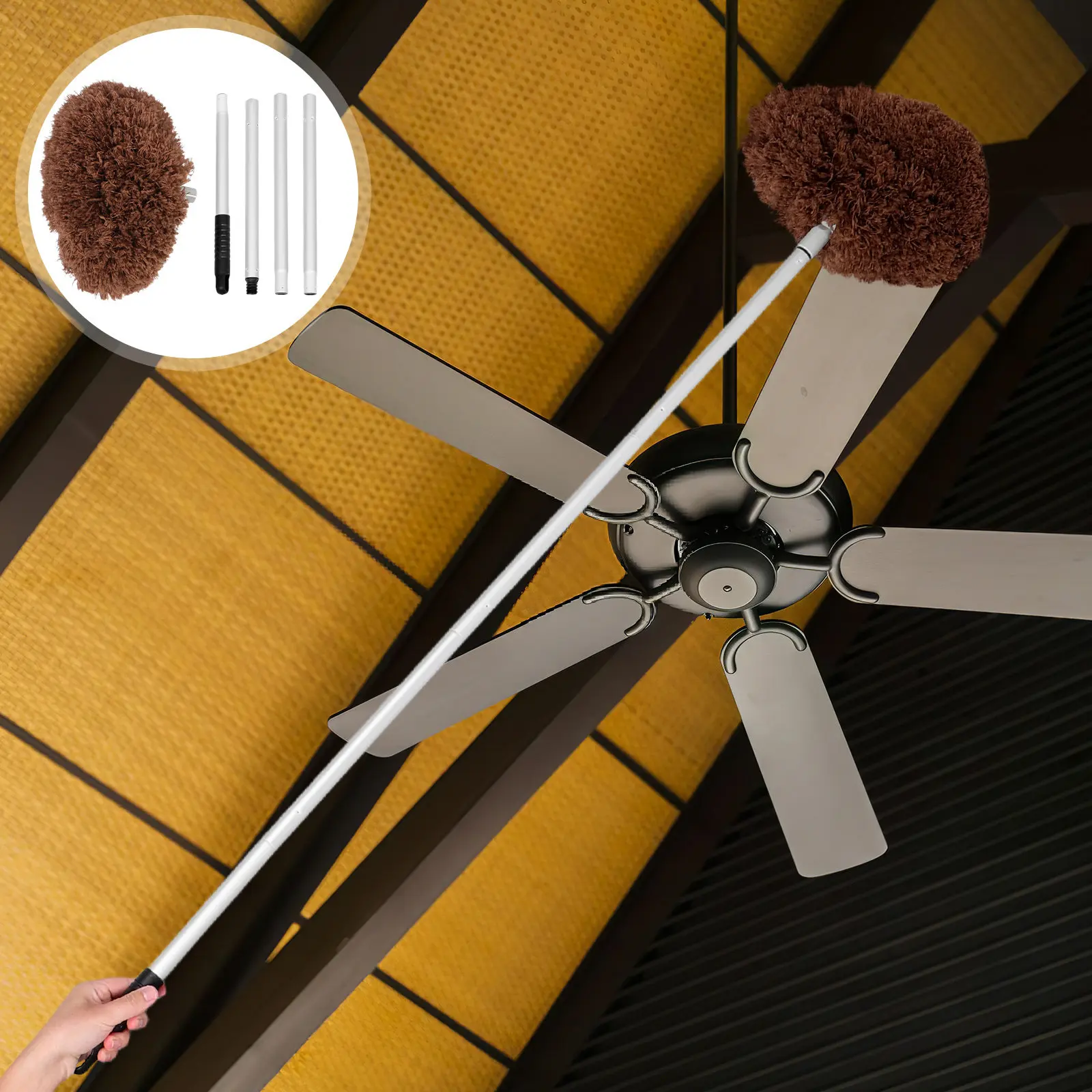 Ceiling Fan Cleaner Duster Detachable Circular Brush Fan Blade Cleaner Tool for Dust Removal Cleaning Ceiling Fans Walls Shelves