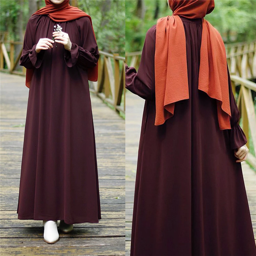 

Muslim Women Maxi Dress Modest Abaya Dubai Turkey Kaftan Eid Ramadan Islamic Clothing Arab Robe Djellaba Prayer Garment Caftan