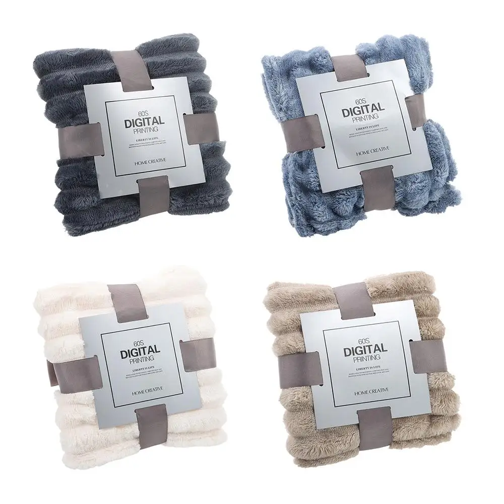 New Double Sided Warm Blanket Skin-Friendly Warm Conditioning Quilt Breathable Ultra Soft Plush Striped Blankets