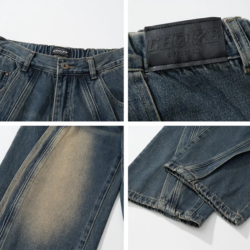 Jean Baggy Bleu Délavé pour Homme, Streetwear, Baggy, Vêtements de Styliste, Droit, Denim, FjPantalon, Années 2000, Cyber Y2K, Nouveau