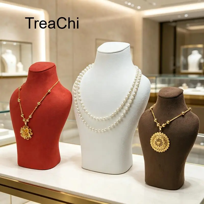 New Jewelry Microfiber Mannequin Necklace Display Stands Specialized Display Props for Counters and Storefront Windows