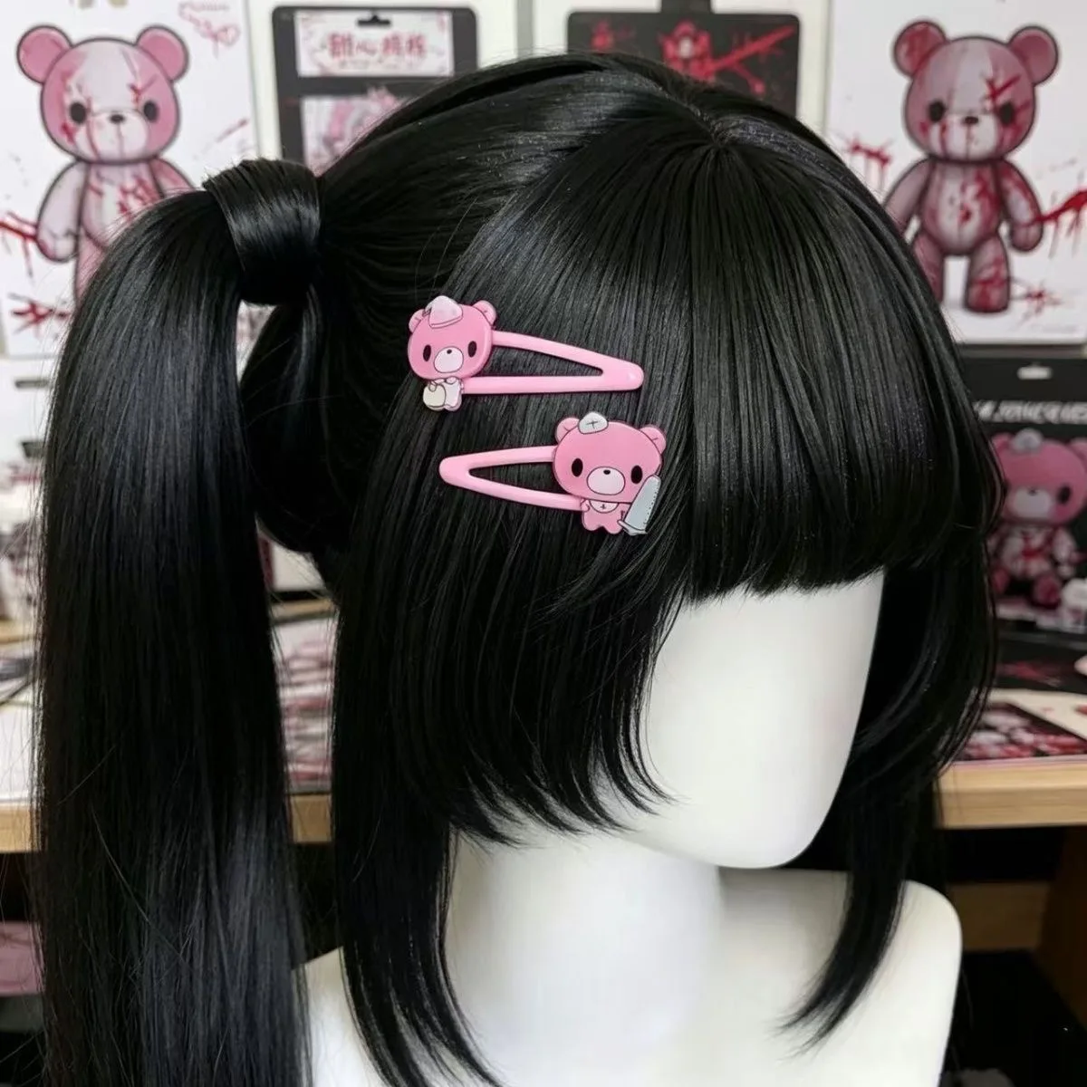 Cute Pink Bear Pattern Hair Clips Sweet Cartoon Barrettes Fashion Hair Accessories for Girls Daily Decor