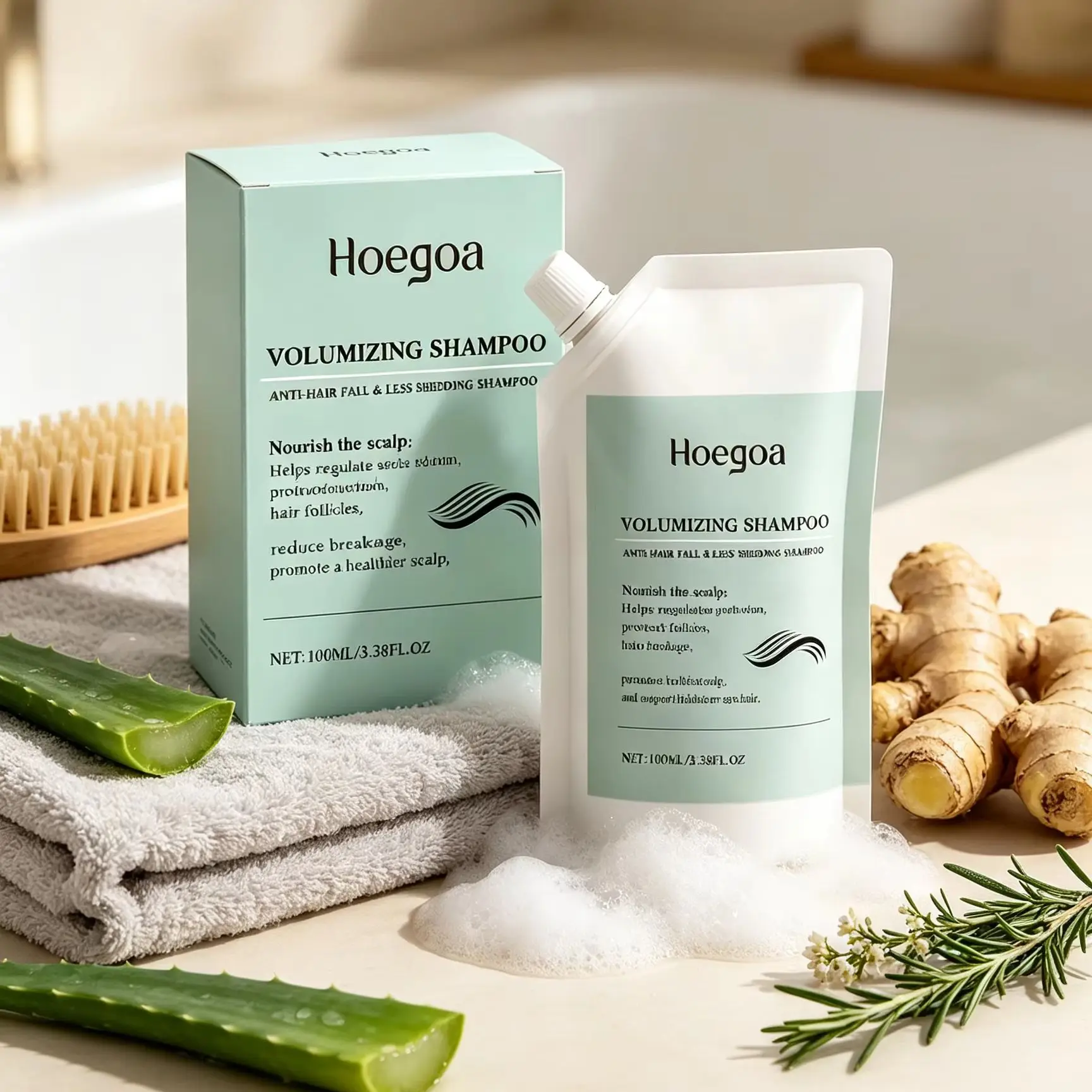 Hoegoa Rosemary Shampoo for Hair Growth Product Anti Hair Loss Prevention Deep Cleansing Oil Control Volume Thickening Shampoo