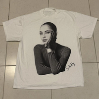 Sade Monochrome White T-shirt Classic Vtg Tee Men Fashion Street Hip-hop Rock Short-sleeved Women Cotton Round-neck Top American