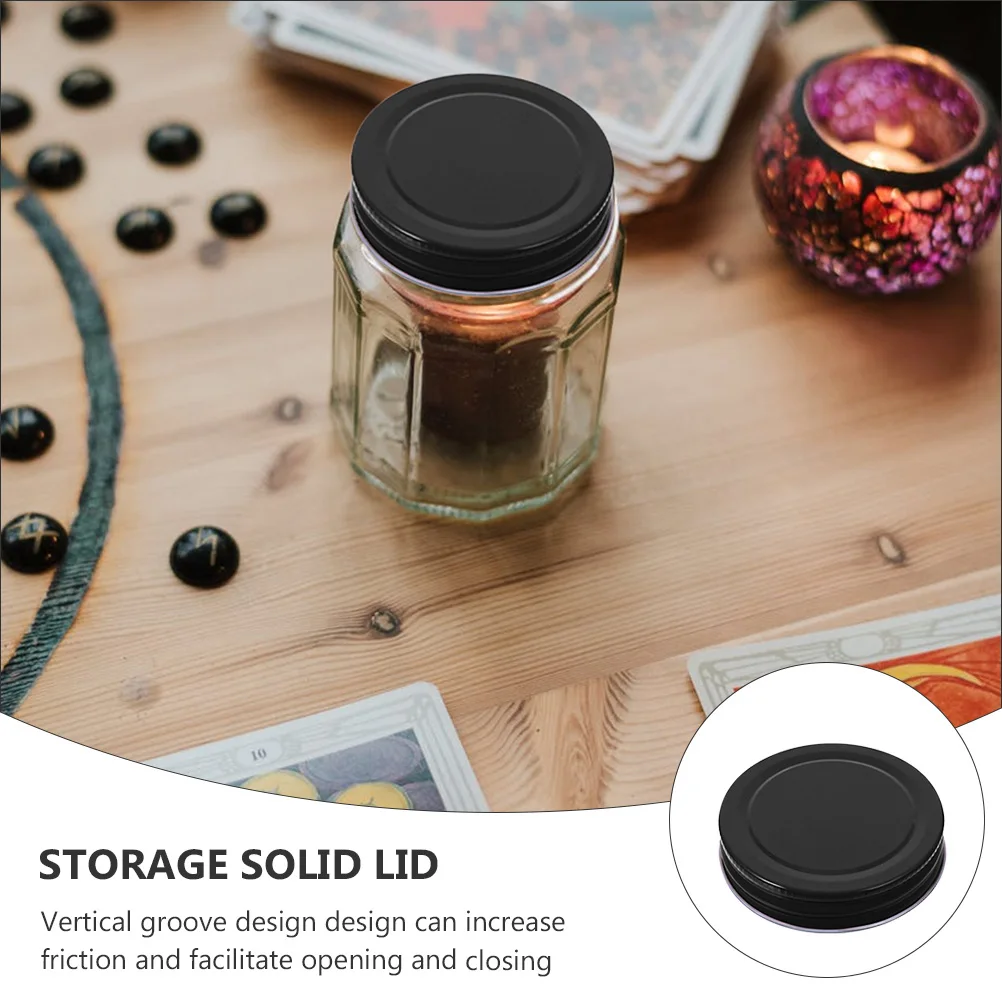 

16pcs Tinplate Jar Lids Leakproof Silicone Sealed Tight Fit For 7.0Cm Mason Jar Black Replacement Caps Storage Covers