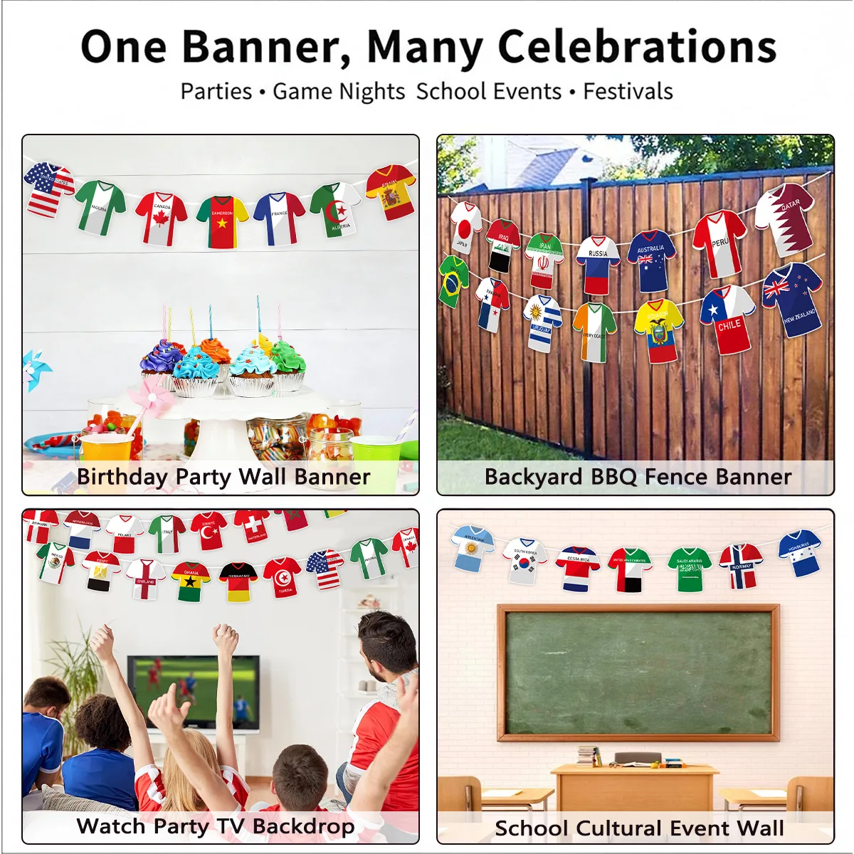49-teiliges Party-Dekorationsbanner-Set – Partyzubehör und Szenendekoration im Fußball-Stil