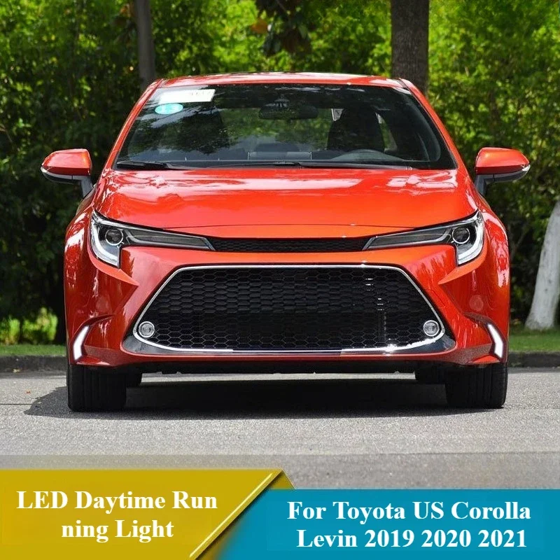 

Для Toyota US Corolla L/LE/XLE Hybrid Levin 2019 2020 2021, динамический желтый указатель поворота, светодиодные дневные ходовые огни