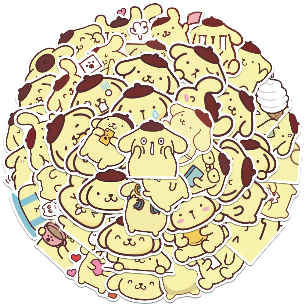 50/100pcs Sanrio Cute Pompompurin Dog Anime Cartoon Stickers DIY Scrapbook Phone Laptop Guitar Stationery Kid Graffiti Sticker