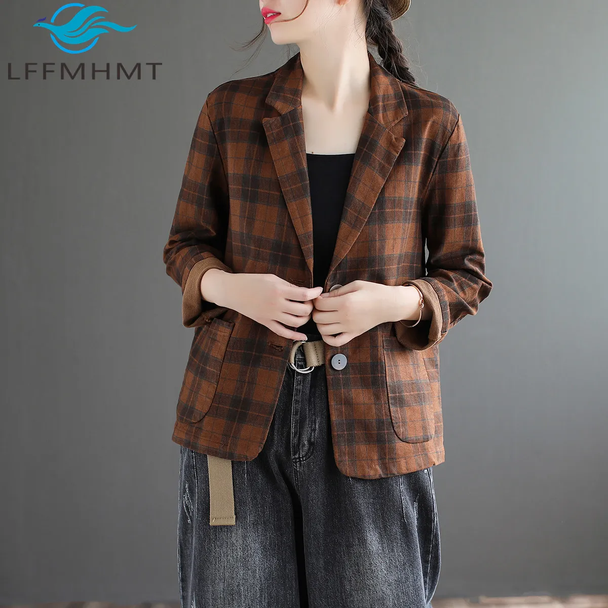 Women's Vintage Casual Suits Coats Spring Autumn Fashion Slim Fit Elegant Long Sleeve Coats Office Lady Dailywear Blazer Tops
