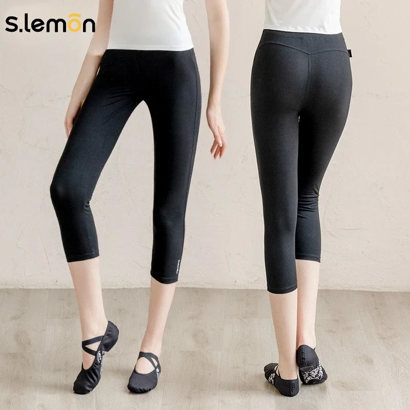 

S.lemons взрослые модальные танцевальные брюки с высокой талией, черные леггинсы длиной 7/9, облегающие тренировочные брюки для девочек-балета, гимнастики