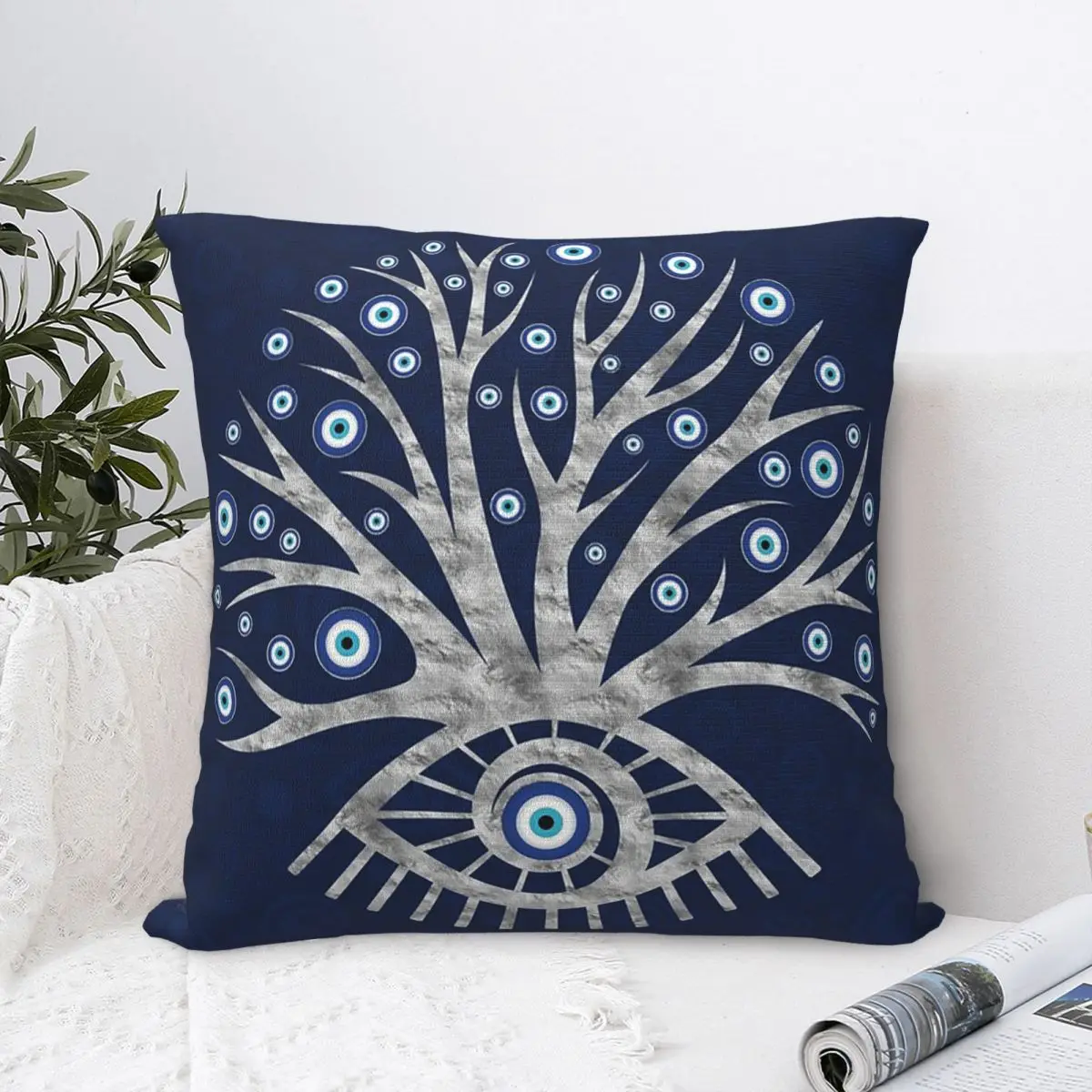 Árbol de ojos griego - Mati Mataki Funda de almohada Cojín Cojín cómodo Cojines decorativos para sofá utilizado para el hogar Dormitorio Sala de estar