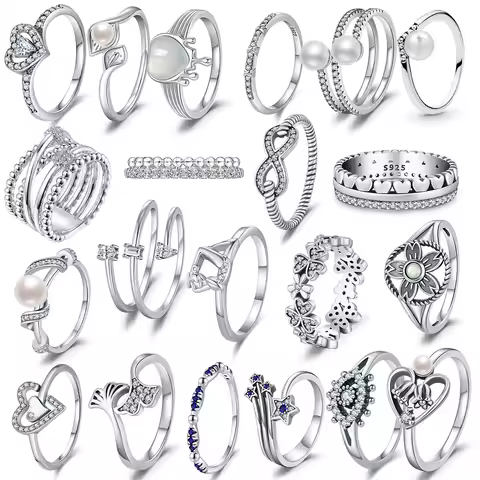 New Rings 925 Sterling Silver Ring Original Silver Pearl Ring For Women Luxury Zircon Simple Finger Ring Lover Jewelry Gifts