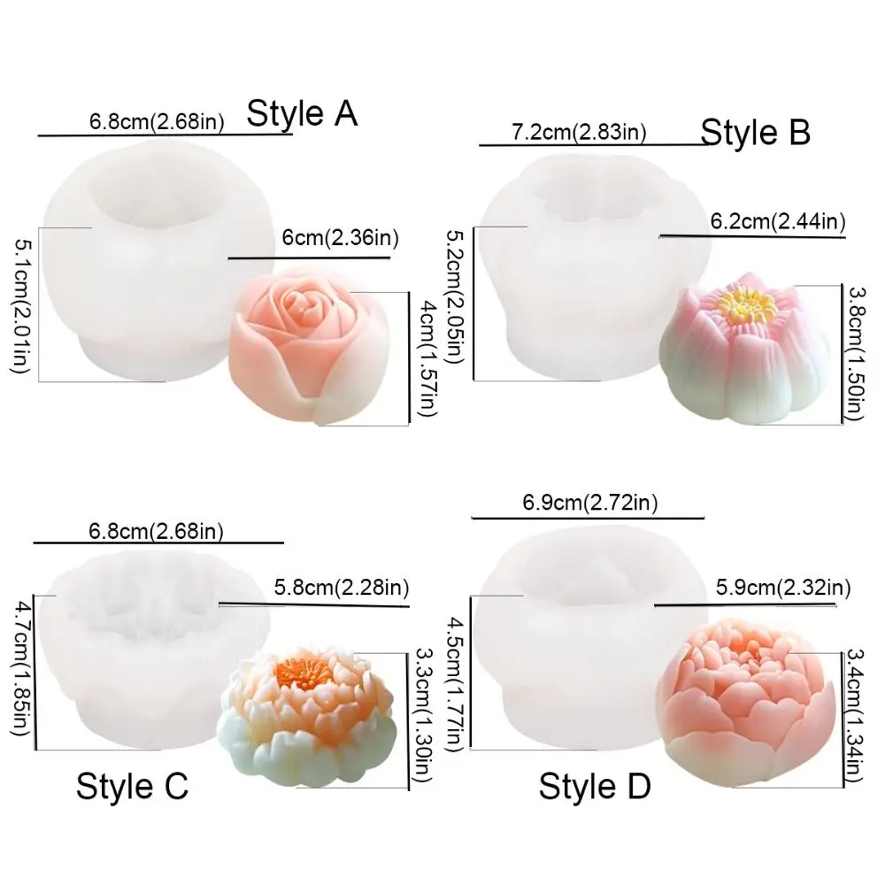 Pastry Baking Mould 3D Peony Lotus Cake Mold DIY Non-stick Rose Flowers Silicone Mold Soft Silicone Soap Candle Mold Party view 6