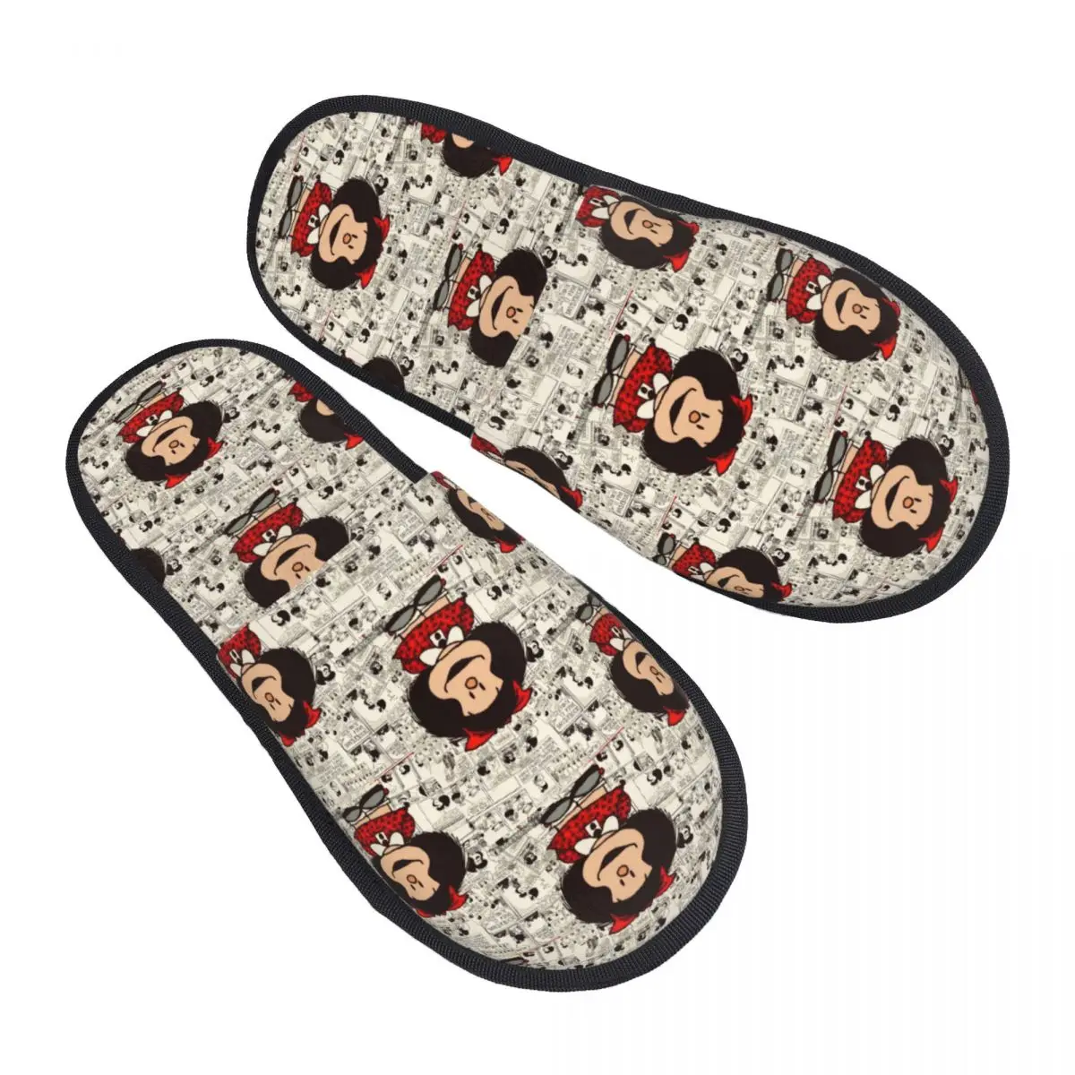 Custom Print Women Anime Mafalda House Slippers Soft Warm Cartoon Kawaii Memory Foam Fluffy Slipper Indoor Outdoor Shoes