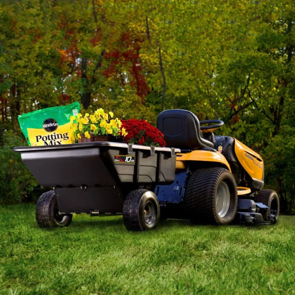 10 cu.ft. 650lb Heavy Duty Tow-Behind Poly Utility Cart & Dump Trailer with Magnetic Hitch Pin & Compression Molded Bed