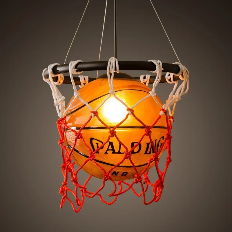 New American Retro Basketball Light Creative Restaurant Gym Store Sports Themed Clothing Store Decoration Pendant Light
