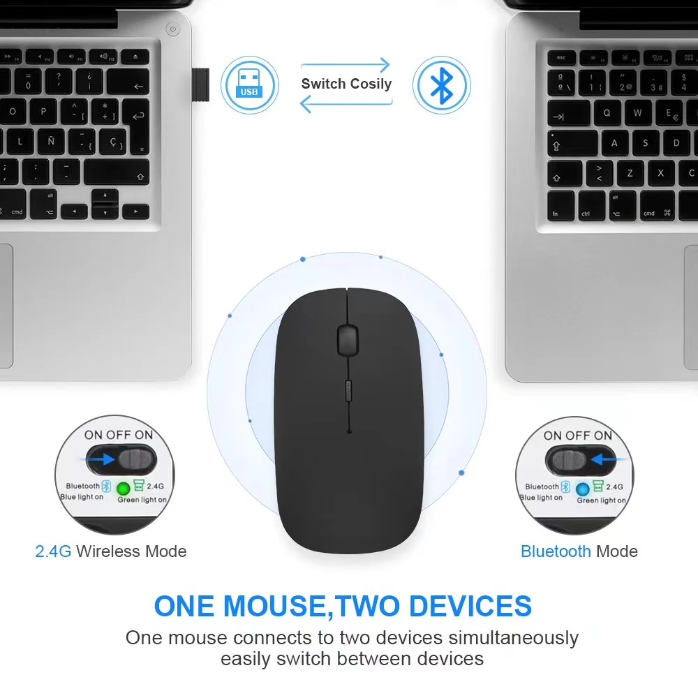 Rechargeable Wireless Mouse Gamer 2.4G USB Bluetooth-compatible Mouses For Laptop Pad Tablet Macbook Ergonomic Gaming Mouse