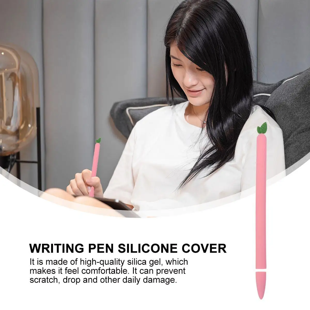 

Silicone Stylus Pen Cover Carrot Shaped Protector for Adults Touch Pen Case Non Slip Grip Premium Quality Cartoon Design