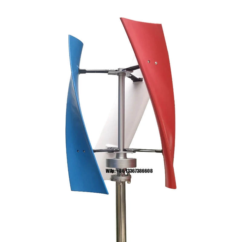 شفرات سبائك الألومنيوم عالية الكفاءة بدون ضوضاء 2 كيلو وات مولد تربيني الرياح ذات المحور الرأسي