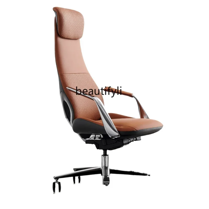 

CC Leather Boss Ergonomic Chair Sedentary Waist Office Chair Home Computer Chair