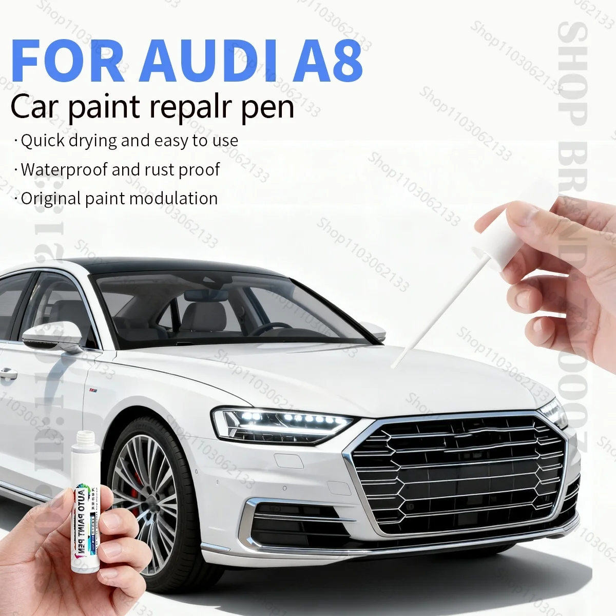 

Ручка для ремонта краски, средство для удаления царапин, сделай сам, автоаксессуары для Audi A8 2002-2025 D3 D4 D5, черный, белый, серебристый, серый, синий, красный