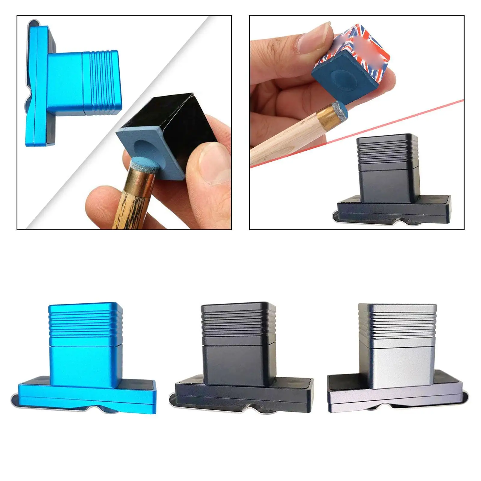 Prático Bilhar Chalk Holder com Clip Magnético, 2 em 1 Square Chalk Box