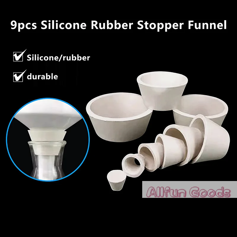 [TG835]9Pcs Suction Bottle Mat Rubber Filter Cone Smooth Stopper Filtration Assemblies Adapter Tapered Silicone Stopper Funnel