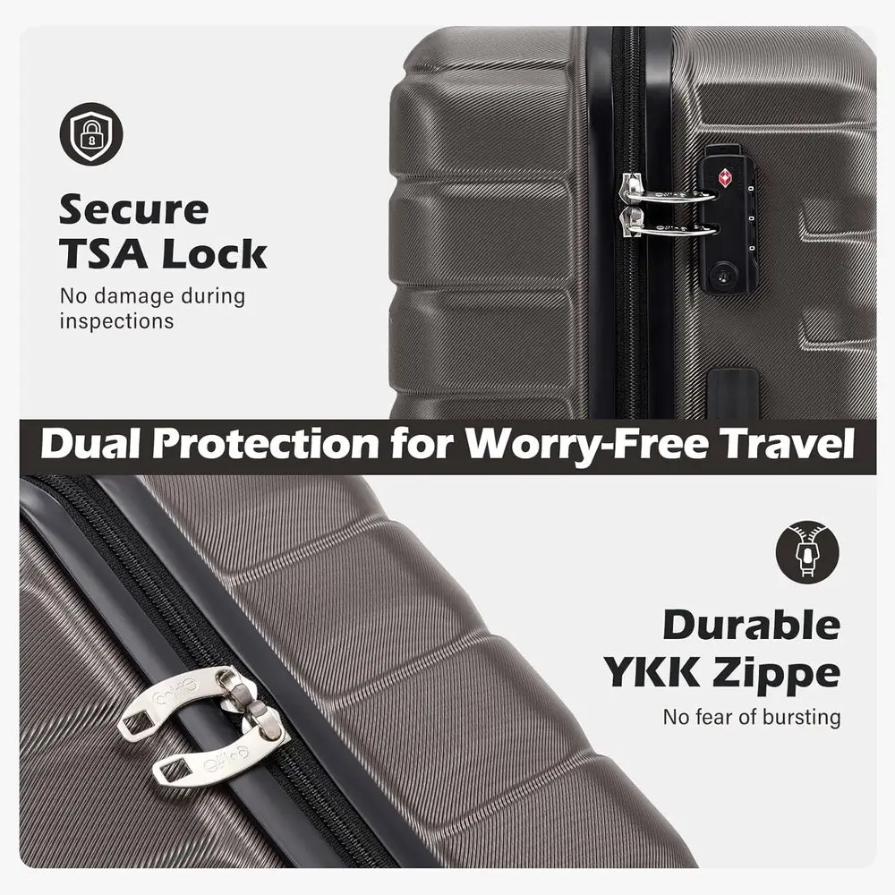 20-inch Gray Hard Shell Spinner Suitcase with TSA Lock and Wheels