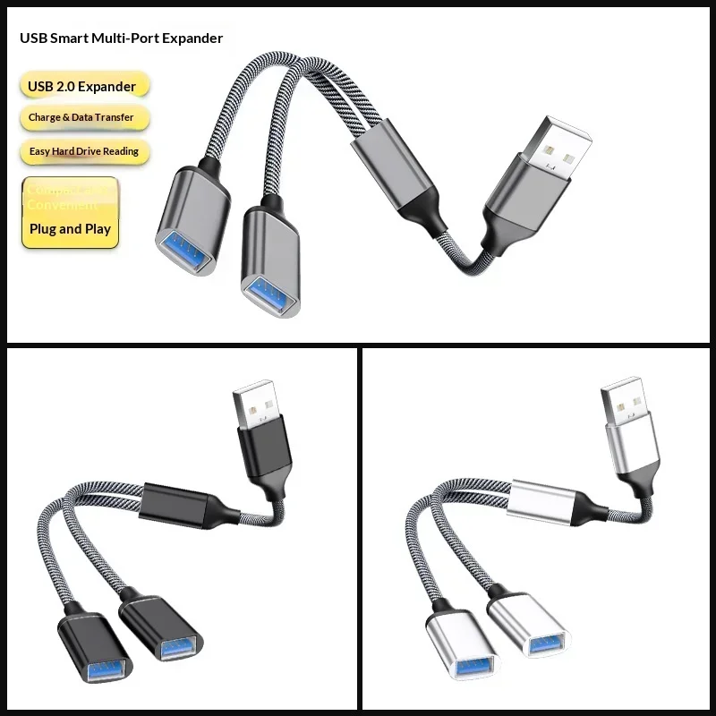 2026 NEW USB C to USB Adapter OTG Charger Cable 2/3 in 1 USB C Splitter Fast Charging with USB 2.0 Connectors for Tablet Phone