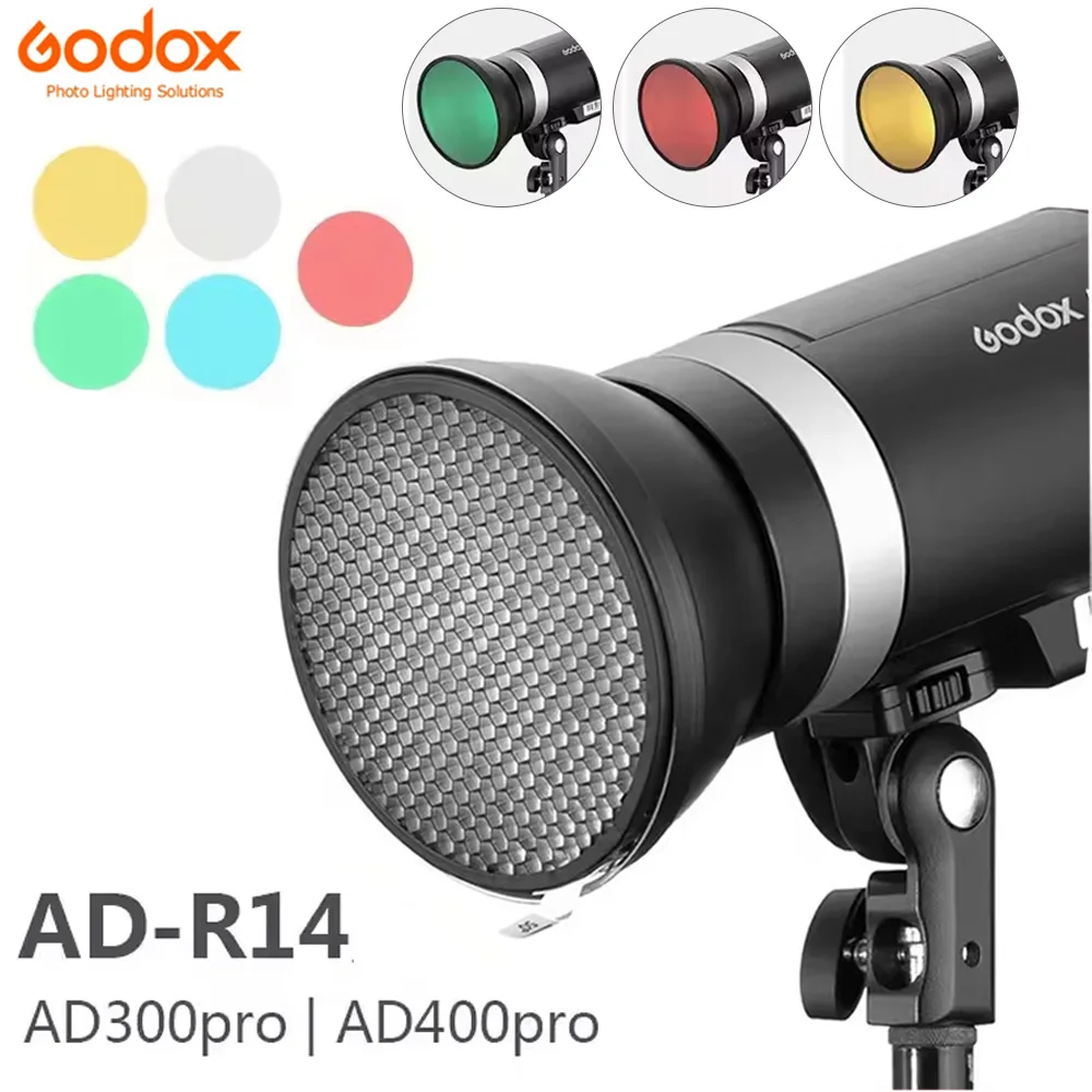 

Godox AD-R14 Standard Reflector with Honeycomb and 5 Color Filters Holder for AD300Pro AD400pro