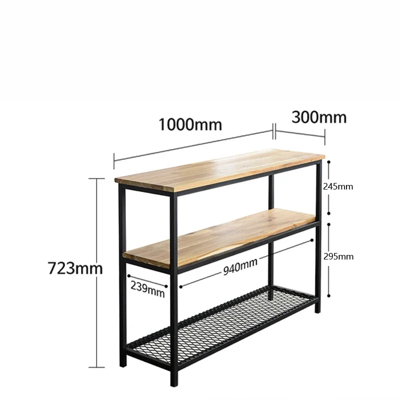 

XK Iron Solid Wood Console Tables Nordic Floor Shelf Living Room Wall Sideboard Cabinet