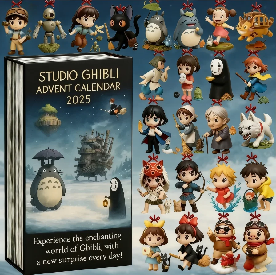 Classique Studio Ghibli Anime Calendrier de l'Avent de Noël à la mode - Countdown Blind Box Toy Figure Cadeaux de Noël à collectionner